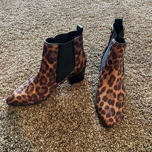 Nine West Brown Leopard Ankle Booties